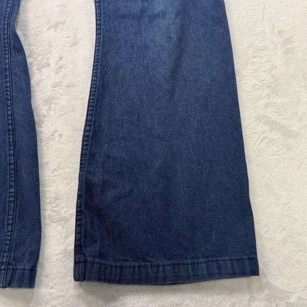 Vintage 70s Seafarer Bell Bottom Jeans 36x32 USA Made Navy Denim Sailor Talon 42